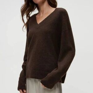 Michael Stars V-Neck Hendrix Sweater - Heathered Brown